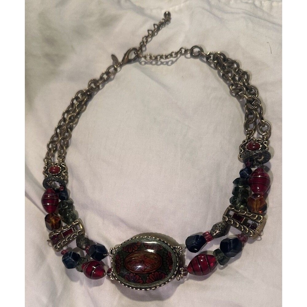 Vintage Chico's  Multicolor Pendant Statement Necklace 15”